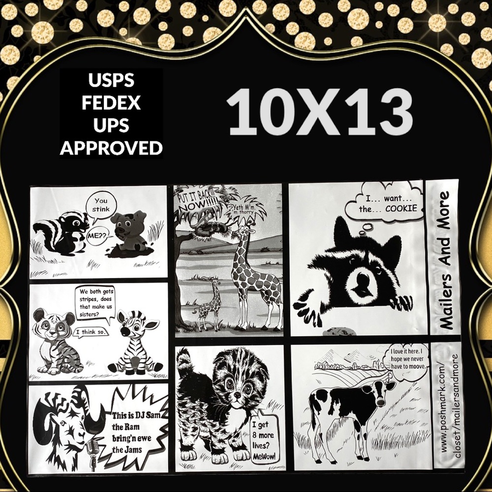 25 10X13 Comic Strip Poly Mailers, Shipping Envelopes PRICE IS FIRM - Picture 6 of 8